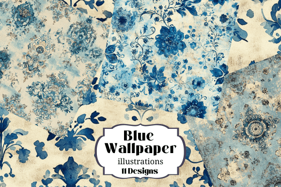 11 Blue Vintage Wallpaper Backgrounds for Digital Crafters