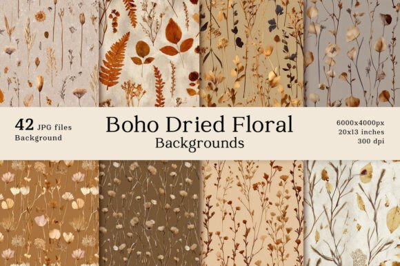 Embrace Organic Texture with 42 Boho Dried Floral Backgrounds