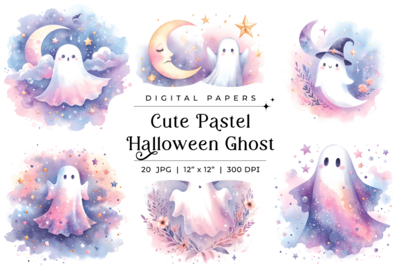 Enchanting Cute Pastel Halloween Ghost Backgrounds for Every Project