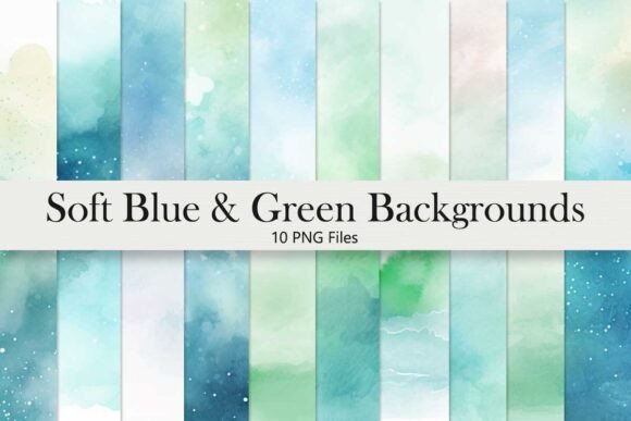 Ethereal Design with Pastel Watercolor Blu & Mint Backgrounds