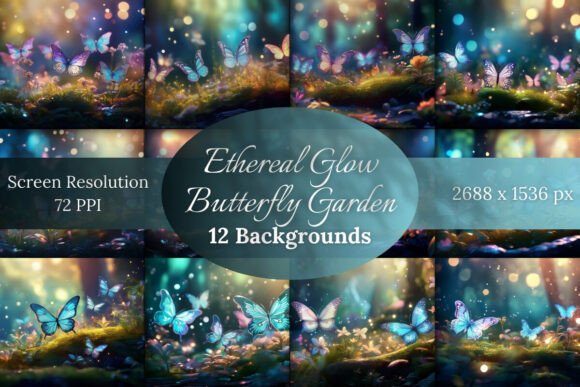 Ethereal Glow Butterflies Backgrounds: A Dreamy Design Asset