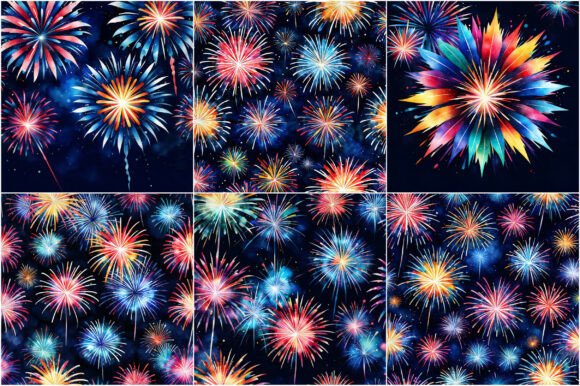Infuse Festive Energy with Watercolor Firework Backgrounds