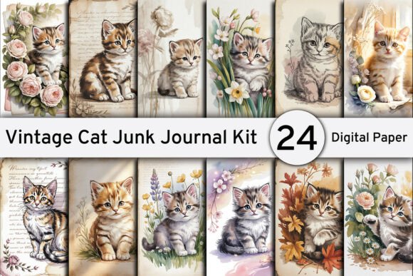 Unlocking Creative Potential with Vintage Cat Junk Journal Kit Backgrounds