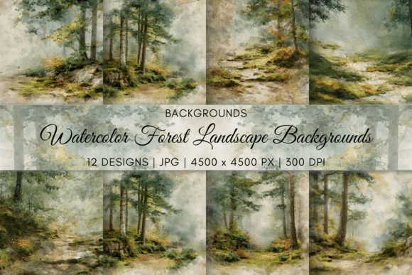 Watercolor Forest Landscape Backgrounds