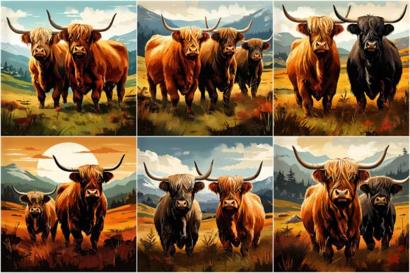 Western Highland Cows Backgrounds: Rustic Charm for Modern Design